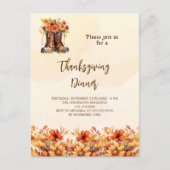 Invitation Carte Postale Soirée Thanksgiving soirée orange automne bottes f (Devant)