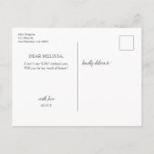 Invitation Carte Postale Sois Ma Fille D'Honneur Dusty Blue Flowers Boho (Dos)