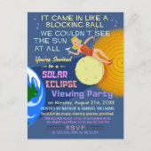 Invitation Carte Postale Solaire Eclipse Party Funny Retro Sun Viewing 2017 (Devant)