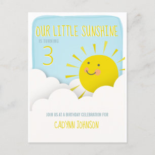 Invitation Carte Postale Soleil Nuages Ciel bleu Anniversaire