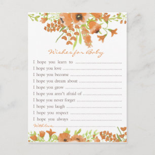 Invitation Carte Postale Souhaits floraux de baby shower de chute pour le