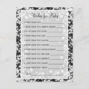 Invitation Carte Postale Souhaits pour Baby shower hiver Étincelle Noire