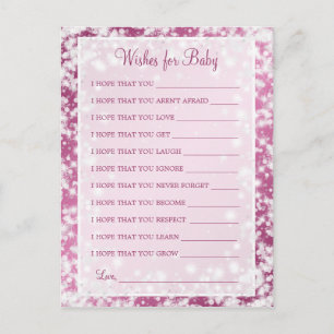 Invitation Carte Postale Souhaits Pour Baby shower Hiver Étincelle Rose
