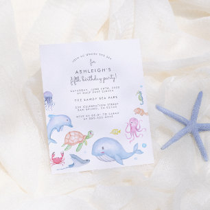 Invitation Carte Postale Sous l'océan Fête d'anniversaire de garçons mign