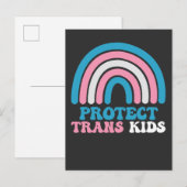 Invitation Carte Postale Soutien LGBT Pride Protéger les enfants trans (Devant / Derrière)