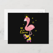 Invitation Carte Postale Soyez Une Reine Rose Flamant rose Roller Femmes Fi (Devant / Derrière)