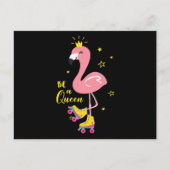 Invitation Carte Postale Soyez Une Reine Rose Flamant rose Roller Femmes Fi (Devant)