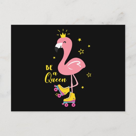 Invitation Carte Postale Soyez Une Reine Rose Flamant rose Roller Femmes Fi (Devant)