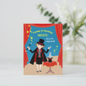 Invitation Carte Postale Spectacle de Fille Magicienne Fête d'Anniversaire (Debout devant)