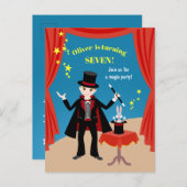 Invitation Carte Postale Spectacle de magicien garçon Fête d'anniversaire (Devant / Derrière)