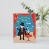 Invitation Carte Postale Spectacle de magicien garçon pour fête d'anniversa (Debout devant)