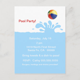 Invitation Carte Postale Splish Splash