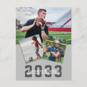 Invitation Carte Postale Sporty Guy Modern Bold Script 3 Photo Graduation (Devant)