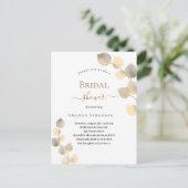 Invitation Carte Postale spriges à eucalyptus dorés en Fête des mariées (Debout devant)