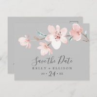 Spring Cherry Blossom Grey Enregistrer la date Car