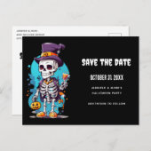 Invitation Carte Postale Squelette cool dans un Top Halloween Enregistrer l (Devant / Derrière)
