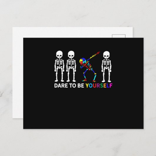 Invitation Carte Postale Squelette qui fait le dab pour la sensibilisation (Devant / Derrière)
