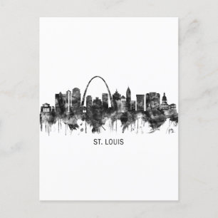 Invitation Carte Postale St. Louis Missouri Skyline BW