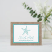 Invitation Carte Postale Starfish Turquoise Burlap Beach Wedding Collection (Debout devant)