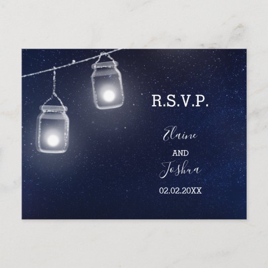 Invitation Carte Postale Starry ciel mason jarres mariage rsvp (Devant)