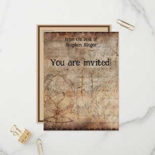 Invitation Carte Postale Steampunk Globe Travel Journal Papier