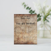 Invitation Carte Postale Steampunk Globe Travel Journal Papier (Debout devant)