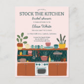 Invitation Carte Postale STOCK THE KITCHEN Bridal Shower Cute CUSTOM (Devant)