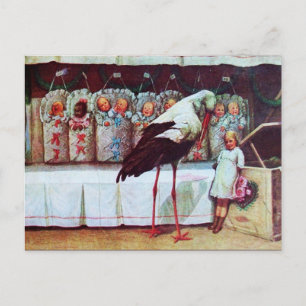Invitation Carte Postale STORK BABY SHOWER Nouveau bébé