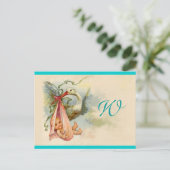 INVITATION CARTE POSTALE STORK BÉBÉ FILLE DOUCHE 2 (Debout devant)