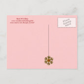 INVITATION CARTE POSTALE STORK BÉBÉ FILLE DOUCHE ROSE BLEU FLORAL MONOGRAM (Dos)