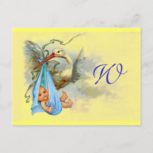 INVITATION CARTE POSTALE STORK BÉBÉ GARÇON DOUCHE 2 (Devant)