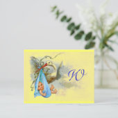 INVITATION CARTE POSTALE STORK BÉBÉ GARÇON DOUCHE 2 (Debout devant)