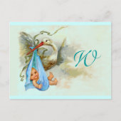 INVITATION CARTE POSTALE STORK BÉBÉ GARÇON DOUCHE 2 (Devant)