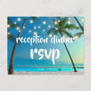 Invitation Carte Postale String Lights Dîner de réception Tropical Beach