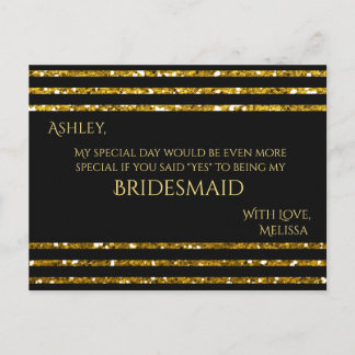 Invitation Carte Postale Stripes Parties scintillant - Serez-Vous Ma Femme