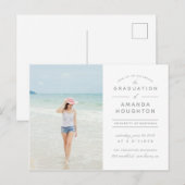 Invitation Carte Postale Style moderne Typographie Photo Graduation Party (Devant / Derrière)
