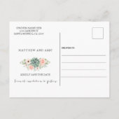 Invitation Carte Postale Succulentes sauvent la date (Dos)