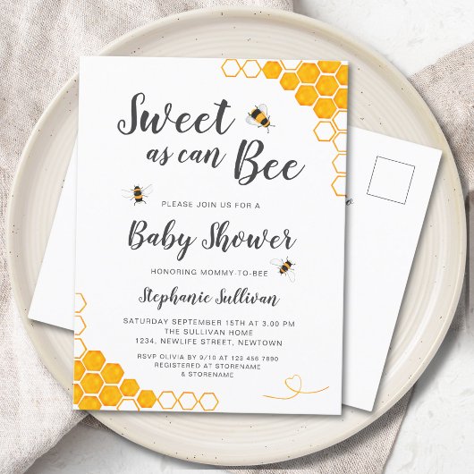 Invitation Carte Postale Sucré comme peut être Baby shower