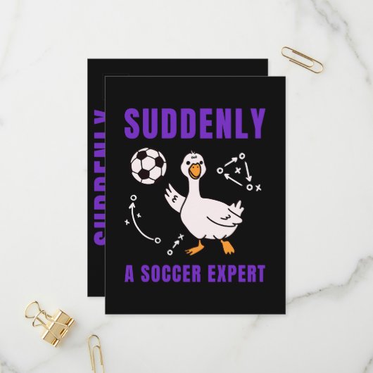 Invitation Carte Postale Suddenly a soccer expert (Devant/Arrière en situation)
