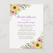Invitation Carte Postale Sunflower Daisy Floral Boho Garden Bridal Shower (Devant)