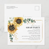 Invitation Carte Postale Sunflower Floral 2025 Graduation Party (Devant / Derrière)