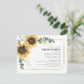 Invitation Carte Postale Sunflower Floral 2025 Graduation Party (Debout devant)