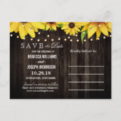 Invitation Carte Postale Sunflower Wood String Lumières Mariage Enregistrer (Dos)