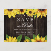 Invitation Carte Postale Sunflower Wood String Lumières Mariage Enregistrer (Devant)