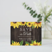 Invitation Carte Postale Sunflower Wood String Lumières Mariage Enregistrer (Debout devant)