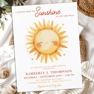 Invitation Carte Postale Sunshine Genre Neutre Boho mignon Baby shower Sole