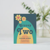 Invitation Carte Postale Super Deux Retro Daisy 2e fête d'anniversaire (Debout devant)