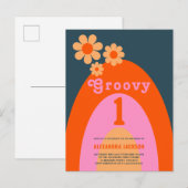 Invitation Carte Postale Super One Rainbow 1er anniversaire (Devant / Derrière)