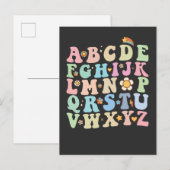 Invitation Carte Postale Super PrK Kindergarten Alphabet ABC Retro (Devant / Derrière)
