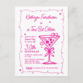 Invitation Carte Postale SURPRISE FÊTE 30e anniversaire Doodle rose Martini (Devant)